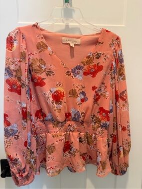 Philosophy Pink Floral V-Neck Top